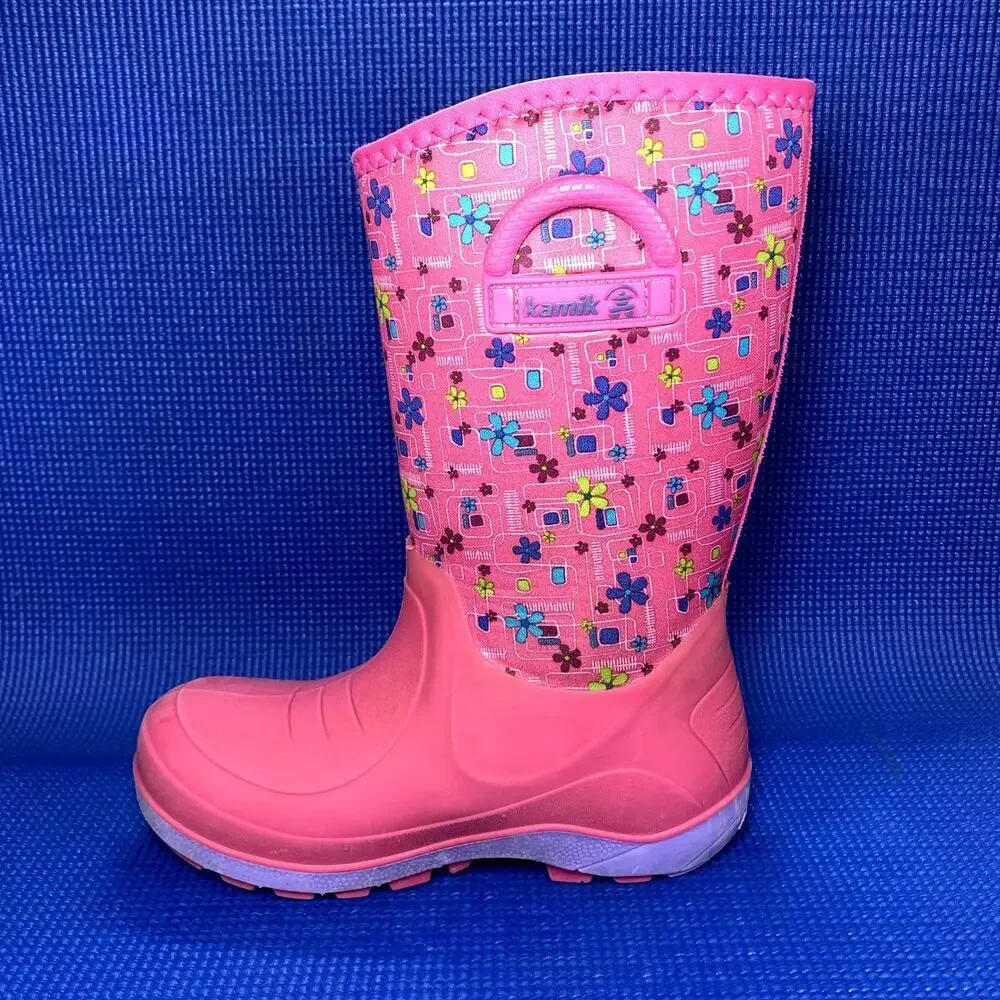 🔴 KAMIK BLUSTER 2 Kids Girls Size 2 Pink Purple Waterproof Boots EK4080-MBU